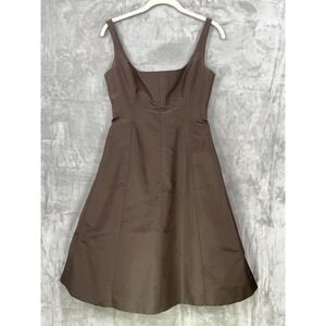 Vtg Y2K J. Crew Size 2P Brown Silk Satin Dress Lined Sleeveless Cocktail Party